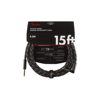 Fender Deluxe Series 15′ Instrument Cable Black Tweed Angled